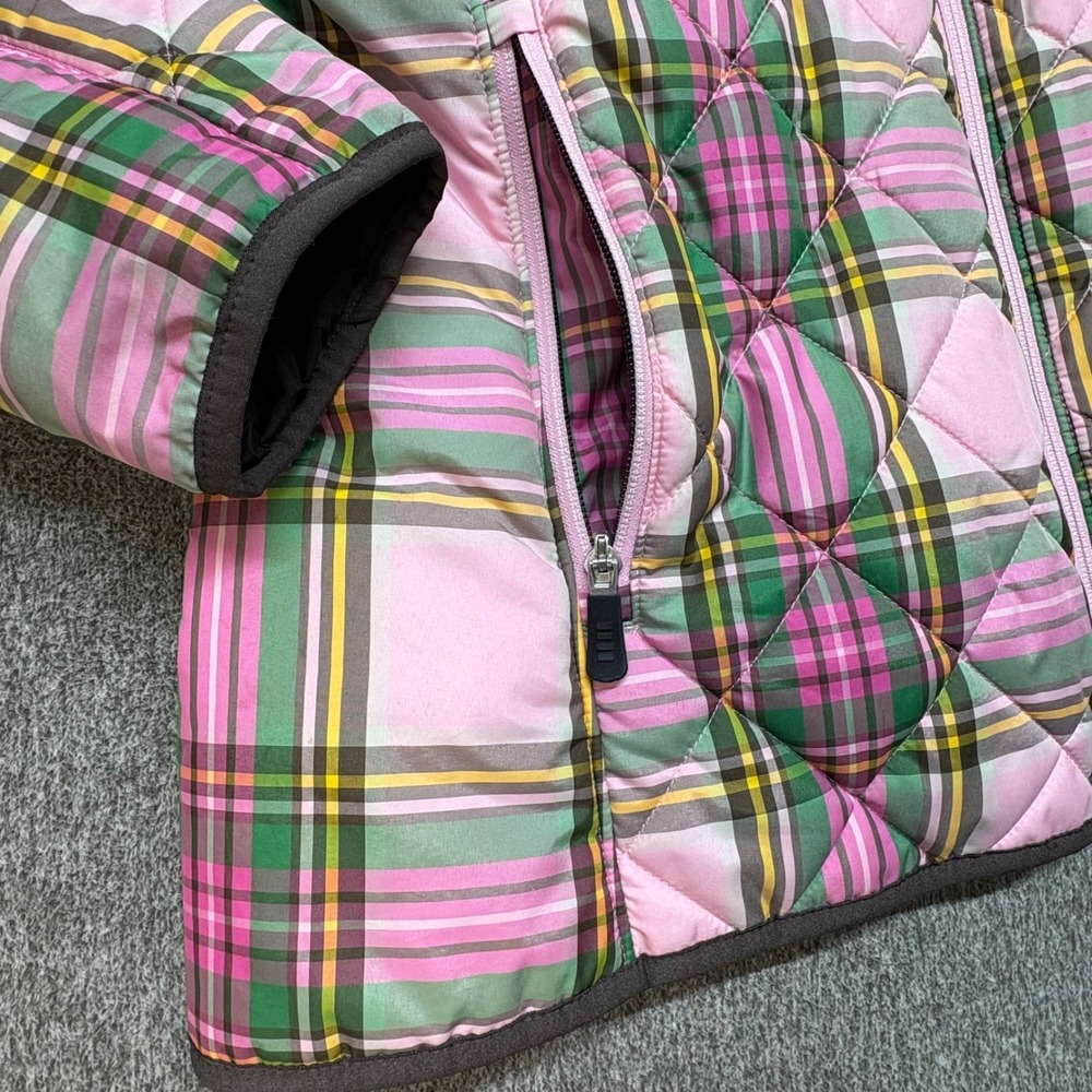 Lands End Women's Barbie Pink Plaid PrimaLoft Quilted Puffer Jacket Size M 10-12 - Picture 5 of 9